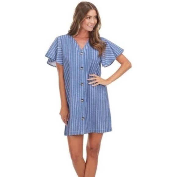 Mudpie blue & white striped dress size small - Picture 1 of 8